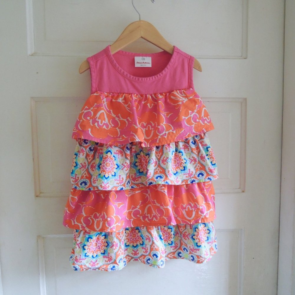 Hanna Andersson Pink & Orange Print Tiered Ruffled Tank Top 130 (8)